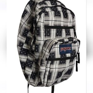 Jansport Big Student Classic Series Backpack Black White Gray Arcade Plaid